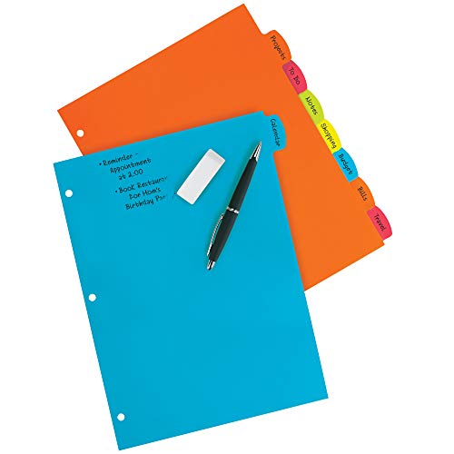 Avery Big Tab Write & Erase Durable Plastic Dividers, 8-Tab Set, Multicolor Brights, 3 Sets (21210) - size: 8 tab, style: 3 Sets
