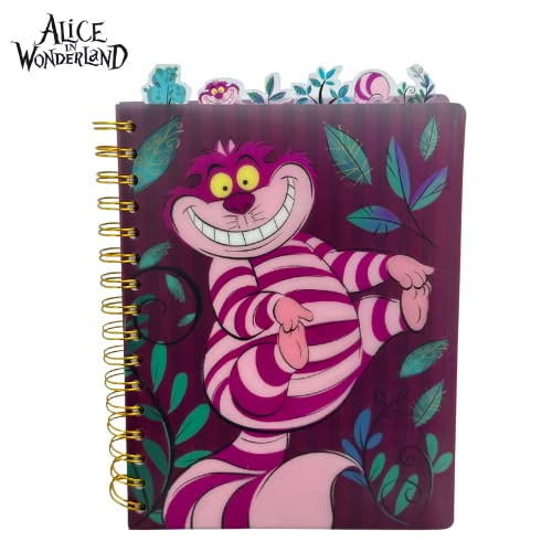 Disney Alice in Wonderland Cheshire Cat Tab Journal Spiral Notebook Notepad | Cheshire Cat Vinyl Cover, 144 Lined Pages, 8 x 7 Disney Notebook, School Supplies & Office Stationery, Journaling, Planning - style: Alice in Wonderland