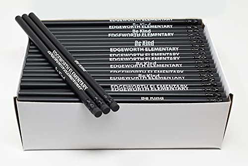 Pencil Guy Promotional Personalized Imprinted Black Matte Round Pencils | 144 to a box, 19 color(s) to choose from - color: Black Matte, size: 1 Count (Pack of 144)
