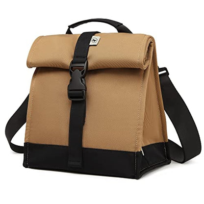 SUNNY BIRD Insulated Lunch Bag Rolltop Lunch Box (Brown) - color: Brown