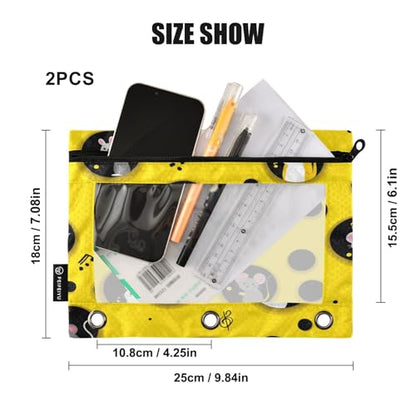 Pencil Pouch for 3 Ring Binder Rat and Mouse in Cheese Binder Pencil Case with Smooth Zipper Clear Window Pencil Case 2 Pack for Office School College Supplies - color: Rat and Mouse