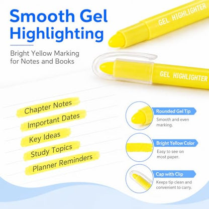 Yellow Gel Bible Highlighters, 8 Pack No Bleed Gel Highlighter Markers, Yellow Highlighters for Bible Study, Journaling, Notes, School and Office Use