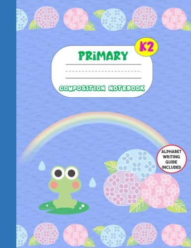 Primary Composition Notebook Without Picture Space: Primary Composition Notebook No Picture Space | Grades K-2 Composition School Exercise Book | ... | 120 Pages 8.5"x11" | Kawaii Cute Frog Cover