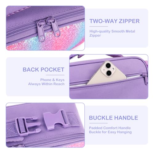 FlowFly Kids Lunch box Insulated Soft Bag Mini Cooler Back to School Thermal Meal Tote Kit for Girls, Boys,Purple#Glitter - color: Purple#Glitter