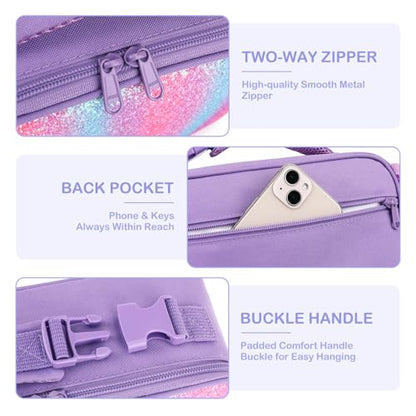 FlowFly Kids Lunch box Insulated Soft Bag Mini Cooler Back to School Thermal Meal Tote Kit for Girls, Boys,Purple#Glitter - color: Purple#Glitter