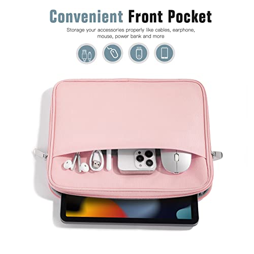 TiMOVO 9-11" Tablet Sleeve with Pocket for iPad A16 Tab, Pink | Protective Sleeve with Front Pocket, Fits iPad 11" A16 2025, 10th Gen 10.9", 10.2", Air 11/5th/4th Gen, Tab A9+ 11" - color: Pink