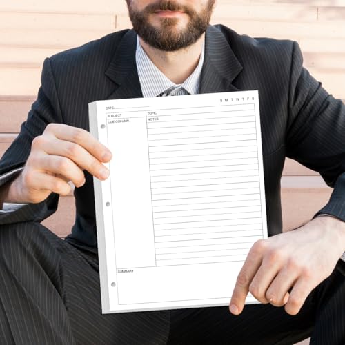 A4 Cornell Notes Filler Paper - 3 Hole Cornell Notes Loose Leaf Paper, 50Sheets / 100Pages, 100gsm, White, 8.5'' x 11'' - size: 1-Pack, style: 3-Hole