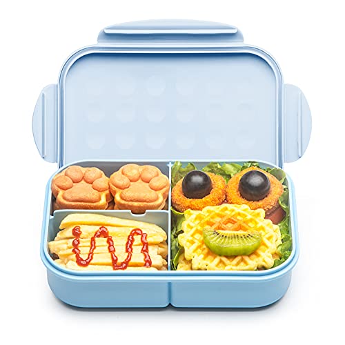 MISS BIG® Kids Bento Lunch Box, 1150ml 3 Compartments, Blue | Blue kids bento lunch box for school, daycare, and snack time - color: Blue, size: 1150ml