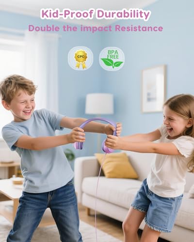 awatrue Kids Headphones, 74/85/94dB Volume Limiter, Foldable Wired Over Ear Headphones for Travel, 3.5mm Jack, Toddler Headphones for School, Chromebook, iPad, Tablet, Purple Pink - color: Purple Pink
