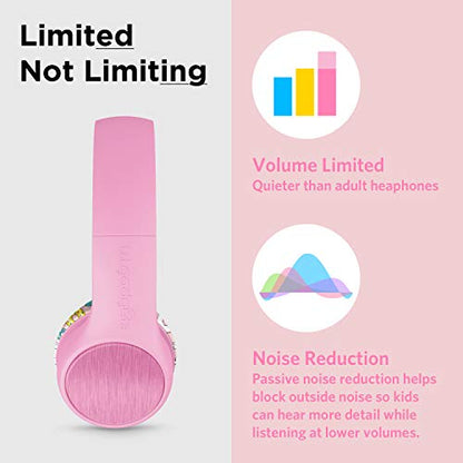 LilGadgets Girls Wired Headphones - Pink Doughnut On-Ear Ages 3+ - Built-in Mic & SoftTouch Padding - SharePort Audio Sharing - Detachable Braided Cable & Volume-Limiting Safety - color: Pink Doughnuts