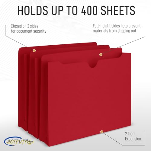 Red File Jackets, 2 Inch Expansion, Letter Size, Reinforced Straight-Cut Tab, 6 Pack - color: Red, style: 2 Inch Expansion