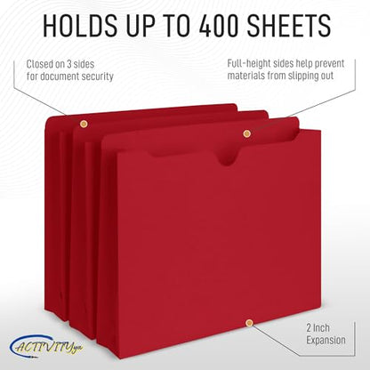 Red File Jackets, 2 Inch Expansion, Letter Size, Reinforced Straight-Cut Tab, 6 Pack - color: Red, style: 2 Inch Expansion
