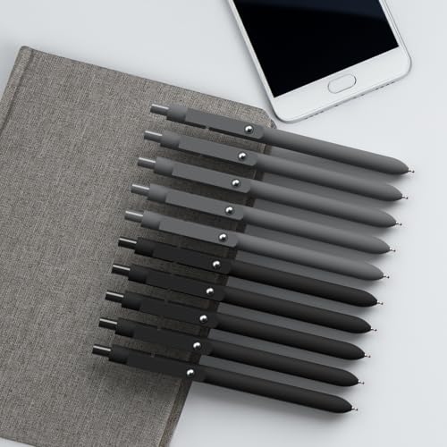 Gel Pens,0.5mm Fine Point Pens Smooth Writing japanese gel pens, High-End Series Black Ink cute gel pens for Journaling Note Taking, Office School Supplies (10 Pcs Black Gray-Black Ink) - style: 10 Pcs Black Ink-Black Gray shaft pen