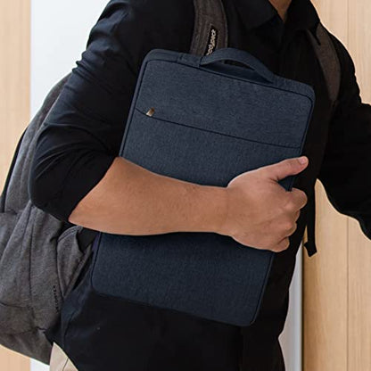 15.6 Inch Laptop Sleeve Case Water-Resistant Protection Cover with Front Pocket Retractable Handle Computer Bag for 15.6 Inch Notebook Chromebook, Navy Blue - color: Navy Blue, size: 15.6"