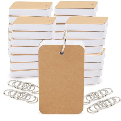 Juvale 32 Pack Blank Flash Cards with Rings for Studying with 50 Sheets Each, 250gsm Index Notecards (2.2 x 3.5 in)