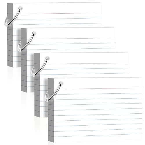 160 Pcs Index Cards with Ring 4 x 6 Inch White Heavyweight Ruled Flash Cards, Flashcards with Ring for School & Office Supplies and Home Organization, Durable Study To Do List Lined Note Cards - color: White, size: 4x6 Inch