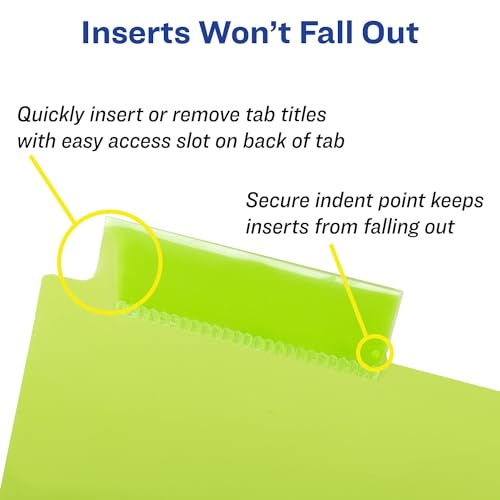 Avery 11907 Two-Pocket Insertable Dividers, Plastic, 8-Tab, Multi-Color