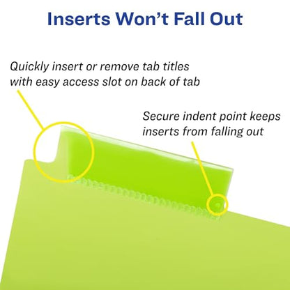 Avery 11907 Two-Pocket Insertable Dividers, Plastic, 8-Tab, Multi-Color