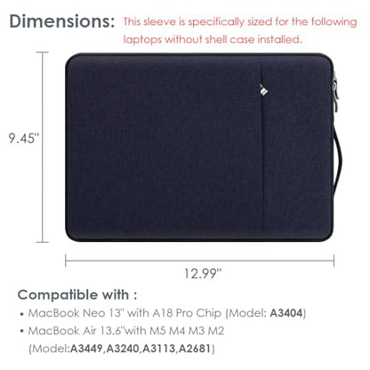 13 Inch Laptop Sleeve Case for MacBook Air 13.6" & MacBook Pro 13.3" | with Handle, WaterProof, with Accessory Pocket, Scratch-resistant, Soft Velvet Lining, for Travel,Home,Office(Indigo) - color: Deep Blue