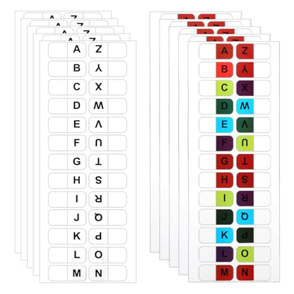 A-Z 26 Alphabet Tabs Self Adhesive White and Coloful Letters Tab Sticky Small Alphabetical A-Z Page Index Tab, 260 PCS Alphabet Tabs for Notebooks Filing Dictionary Files