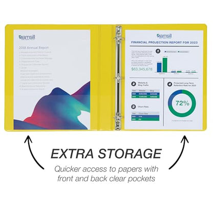 Samsill Durable 1 inch 3 Ring Binder, D Ring Binder, 100% Recycled Chipboard, Yellow, 12 Pack - color: Yellow, size: 12 Pack, style: 1 Inch