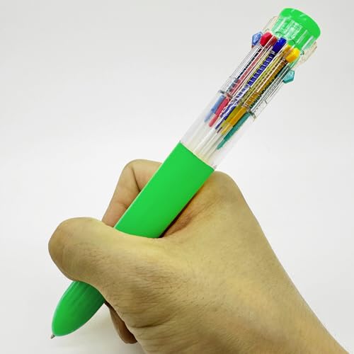 HeTaoCat 3-Pack 10-in-1 Retractable Ballpoint Pen, 0.5mm (Green) - color: Green