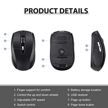 Macarrie 8 Pack Wireless Mouse for Laptop 1200dpi Wireless Computer Mouse Bulk with 6 Buttons Included USB Receiver Compatible with Windows, Pc, Computer