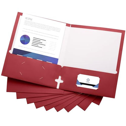10 Pack Two Pocket Folders, Red, Strong Thick Paper Folders, for Letter Size, by ACTIVITYya - color: Red