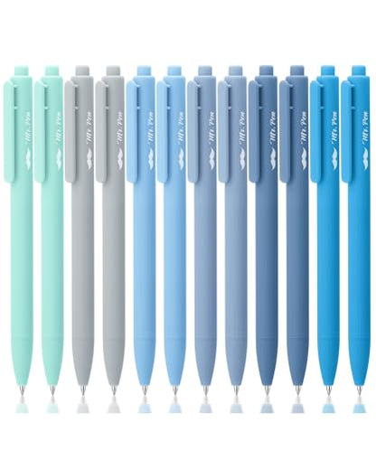 Mr. Pen- Retractable Gel Pens, 12 Pack, Black Ink, Sky Blue Barrel | Fine Point 0.5mm, Fast Dry, Smooth Writing, Cute Pens for Drawing, Writing Planner and School Supplies - color: Sky Blue Barrel, Black Ink, size: 12 Pack