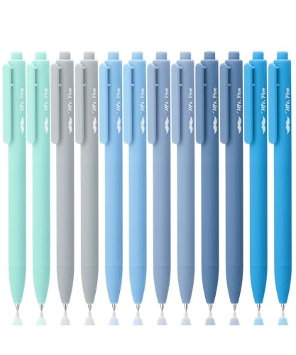 Mr. Pen- Retractable Gel Pens, 12 Pack, Black Ink, Sky Blue Barrel | Fine Point 0.5mm, Fast Dry, Smooth Writing, Cute Pens for Drawing, Writing Planner and School Supplies - color: Sky Blue Barrel, Black Ink, size: 12 Pack