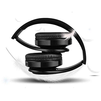 Wireless Headset with Mic, Foldable Bluetooth Headphone with 3.5mm Audio Jack, Built-in Noise Cancelling Microphone, Support for Plug-in Card, for PC, Phone(Black+Blue)