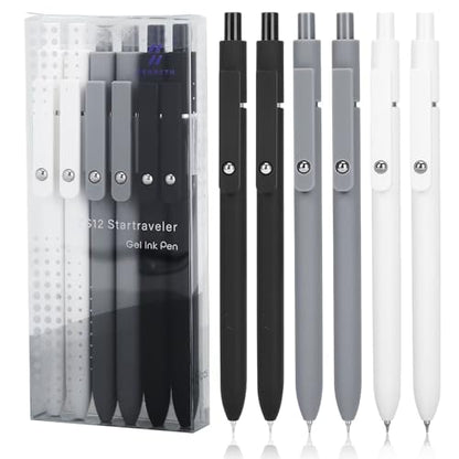 Ddaowanx Gel Pens, 0.5mm Fine Point Quick Dry Black Ink Pens Retractable, Nursing School Essentials,School Supplies, Gifts for Women (6Pcs-Black Ink) - color: 6Pcs-Black Gray White-Black Ink