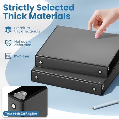 SUNEE 1 Inch Binders 3 Ring 4 Pack, PVC-Free Clear View 1" Binders (Fits 8.5x11 Inches) for School, Office & Home Use, Black - color: Black, size: 1 Inch, style: 4 Pack