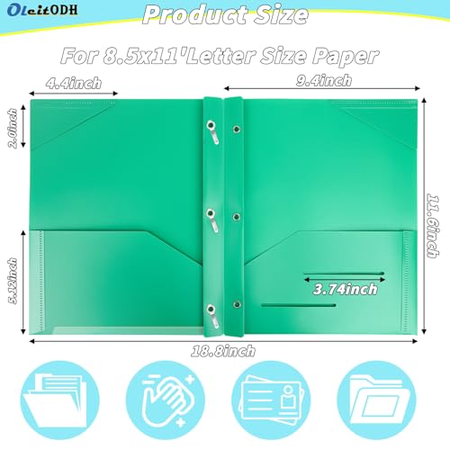 Oleitodh Plastic Folders with Pockets - 60 Pack 20 Colors & 2 Pocket Folder Bulk with 2 Business Card Slots, Heavy Duty File Folders for School Home Office and Business - style: 3-Prong with View Pocket Style