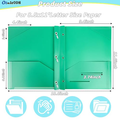 Oleitodh Plastic Folders with Pockets - 60 Pack 20 Colors & 2 Pocket Folder Bulk with 2 Business Card Slots, Heavy Duty File Folders for School Home Office and Business