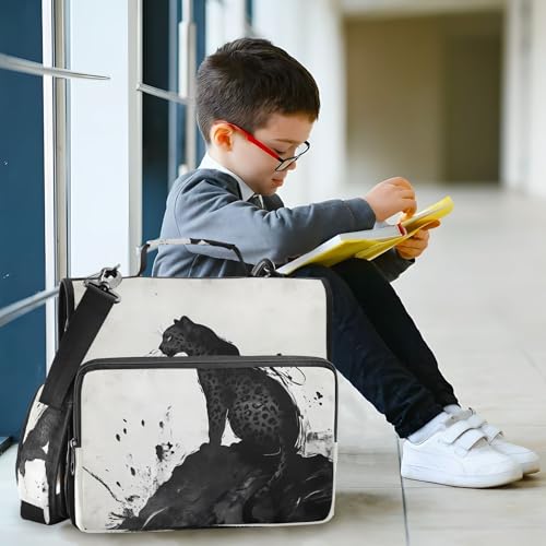 3 Ring Zipper Binder Black Leopard Binders Bag with Shoulder Strap 500 Sheets Paper Organizer Trapper Keeper Documents Storage File Folder for School Office - color: A931
