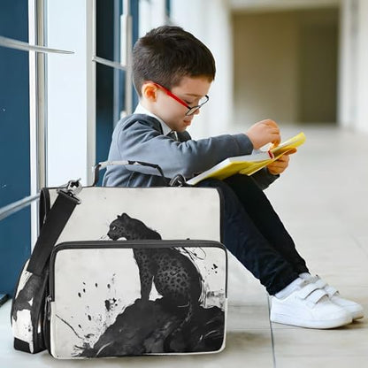3 Ring Zipper Binder Black Leopard Binders Bag with Shoulder Strap 500 Sheets Paper Organizer Trapper Keeper Documents Storage File Folder for School Office - color: A931