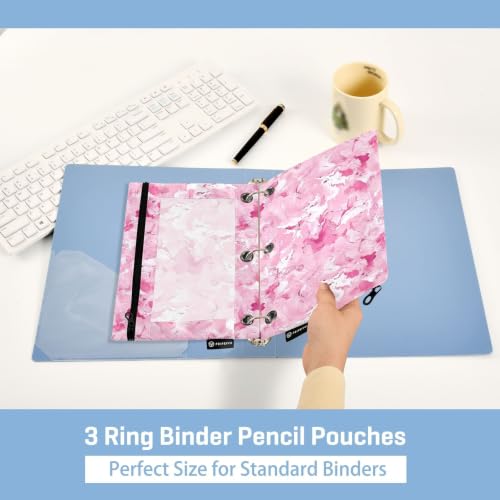 Gredecor 3 Ring Binder Pencil Pouch, Camouflage Ink Pink Zippered Pen Case Pouches with Clear Window, 2 Pack Stylish Office & School Supplie - color: Camouflage Ink Pink