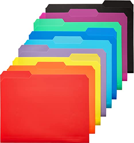 KTRIO 9 Pack Plastic File Folders, Letter Size, Erasable Tabs, 9 Colors | Water-Resistant PP, Expandable Capacity, 1/3-Cut Erasable Tabs, Letter Size Fit, Office School Home - color: Vibrant Colors, style: 9 Pack