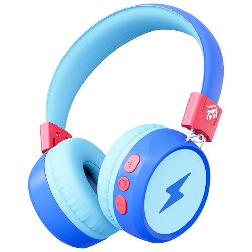 Owliwise Kids Bluetooth Headphones, 74/85dB Volume Limited, 60H Playtime, Built-in Mic, Bluetooth 5.4, Fast Charging, Foldable Toddler Wireless Over-Ear with AUX Cord, for iPad/Tablet/Airplane - color: Blue
