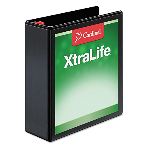 Cardinal 3 Ring Binder, 3 Inch Heavy Duty XtraLife Binder, Locking Slant-D Rings, Crack-Resistant Cover & Spine, ClearVue Covers, Holds 725 Sheets, Black (26331) - color: Black, size: 3-Inch