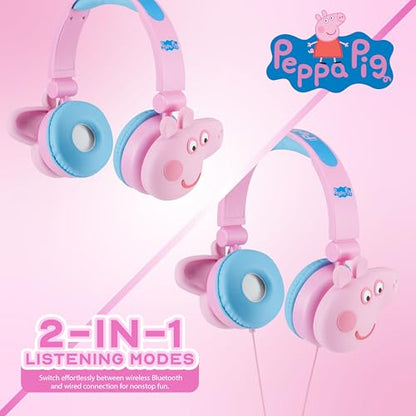 Peppa Pig - Kids Bluetooth Headphones, Wireless & Wired Over-Ear Headphones with Safe Volume, Adjustable Headband, Rechargeable Battery & Stereo Sound – Perfect for School, Home, & Travel - color: Peppa Pig