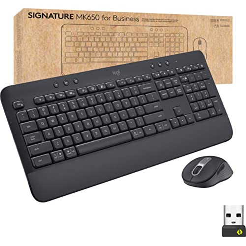 Logitech Signature MK650 Combo for Business, Wireless Mouse and Keyboard, Logi Bolt, Bluetooth, SmartWheel, Globally Certified, Windows/Mac/Chrome/Linux - Graphite, Pack of 4 - color: Graphite, style: Combo w. Small Mouse (Pack of 4)