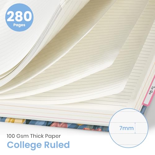 Large Spiral Lined Notebook for Work with Dividers & Tabs, 8.5"x11" Hardcover 5 Subject Notebook, College Ruled, 280 Pages, Soft Tulips - color: L - Soft Tulips