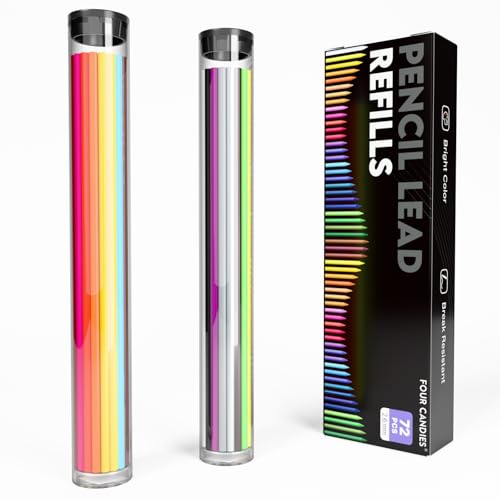 Four Candies 2.6MM Color Lead, Mechanical Colored Pencils Leads, 36 Color Pencils Refills, Assorted Colored Leads 72 PCS - color: Multicolor Refills
