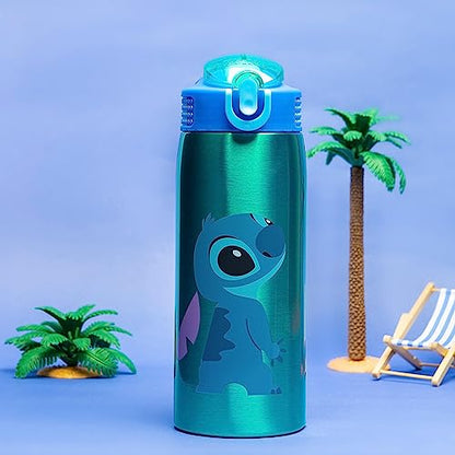 Zak Designs Disney Lilo and Stitch Water Bottle for Travel and At Home, 19 oz Vacuum Insulated Stainless Steel with Locking Spout Cover, Built-In Carrying Loop, Leak-Proof Design (Stitch) - color: Lilo And Stitch