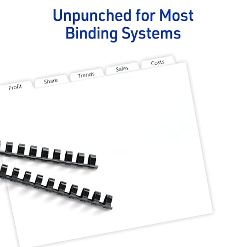 Avery Double Reverse Collated Tab Dividers, Unpunched for Most Binding Systems, Printable with High-Speed Copiers and Offset Presses, White, 5 Tabs per Set (30 Sets of 20405) - size: 9 x 11 inches
