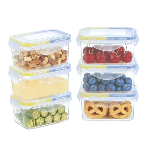 KIGI Small Plastic Food Storage Container for Snack, Lunch & Meal Prep, BPA-Free, Airtight lids, Rectangular Leak-Proof Mini Bento box, 6 oz / 0.75 Cup, 12 Piece Set - size: 0.75 cup (12-Piece) B
