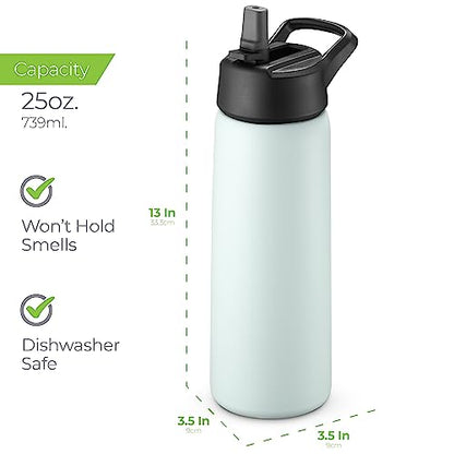 SipX™ 25 oz Insulated Water Bottle with 3 Lids – Leakproof Stainless Steel, Triple Insulated – Cold 24 Hours/Hot 12 Hours – Durable Bottle for School, Gym, Travel – Blue - color: Blue, size: 25 Ounces