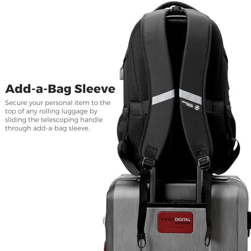 Swissdigital Design Laptop Backpack with USB Charging Port, Travel Backpack Fits 15.6 inches Computer, 31l College School Backpack for Men, Black/Grey | SD803-02 - color: Black/Grey